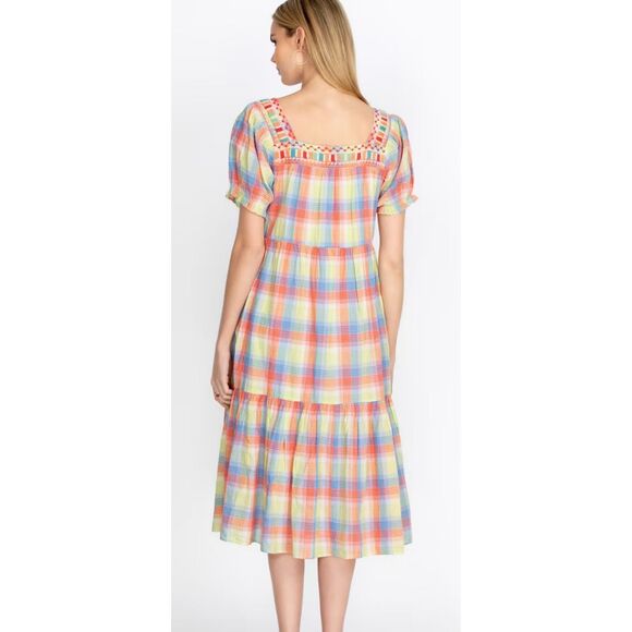 NWOT Johnny Was DELACEY PLAID SQUARE NECK MIDI DRESS, XS $285 E45 - Picture 3 of 11